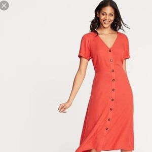 Old Navy V-Neck Button Down Midi Dress